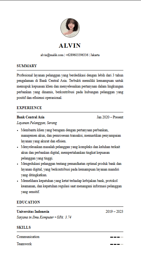 Minimal template preview